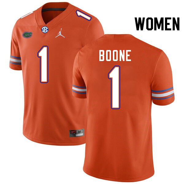 Women #1 Justus Boone Florida Gators College Football Jerseys Stitched-Orange